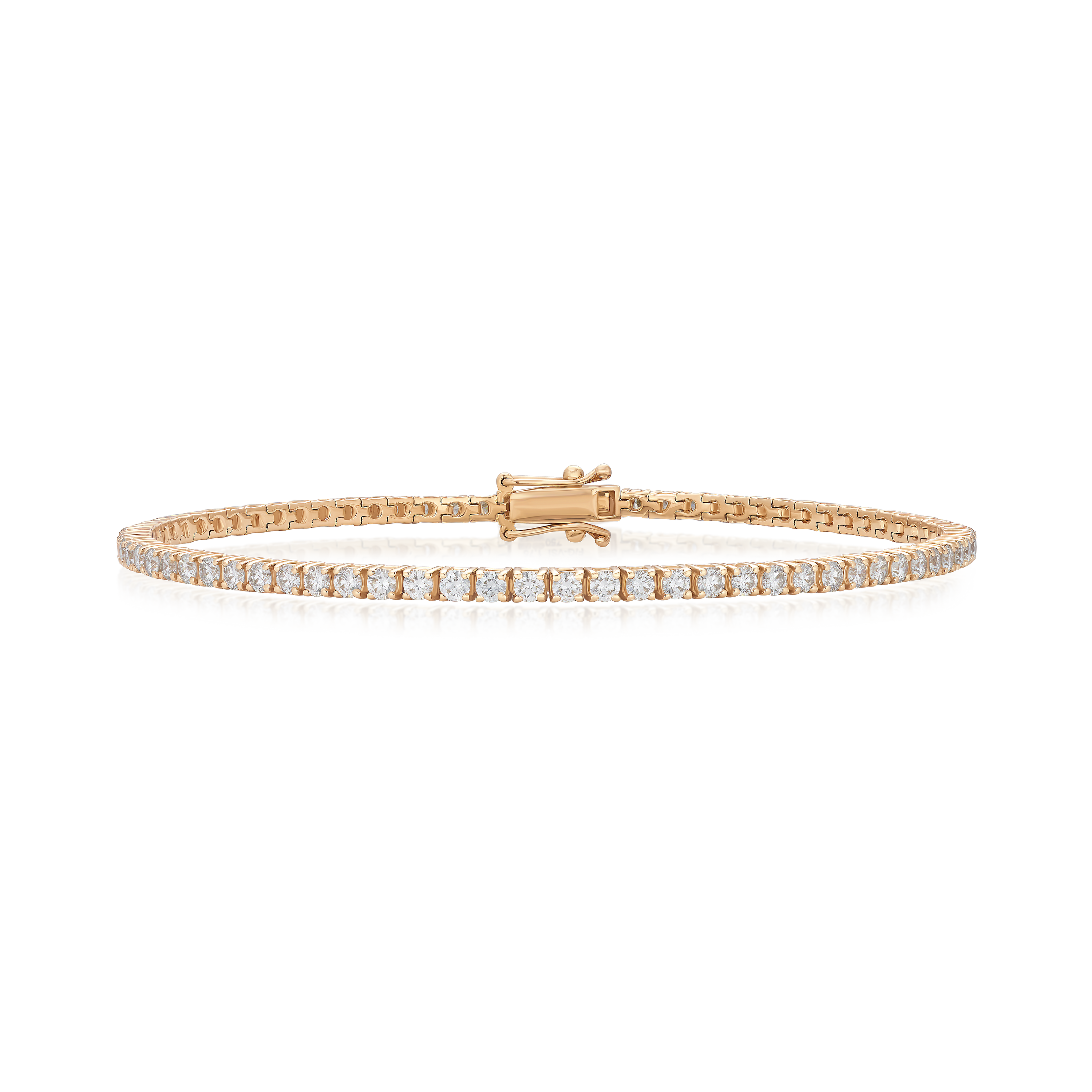 1.75cts Round Brilliant Cut Diamond 18ct Rose Gold Line Bracelet
