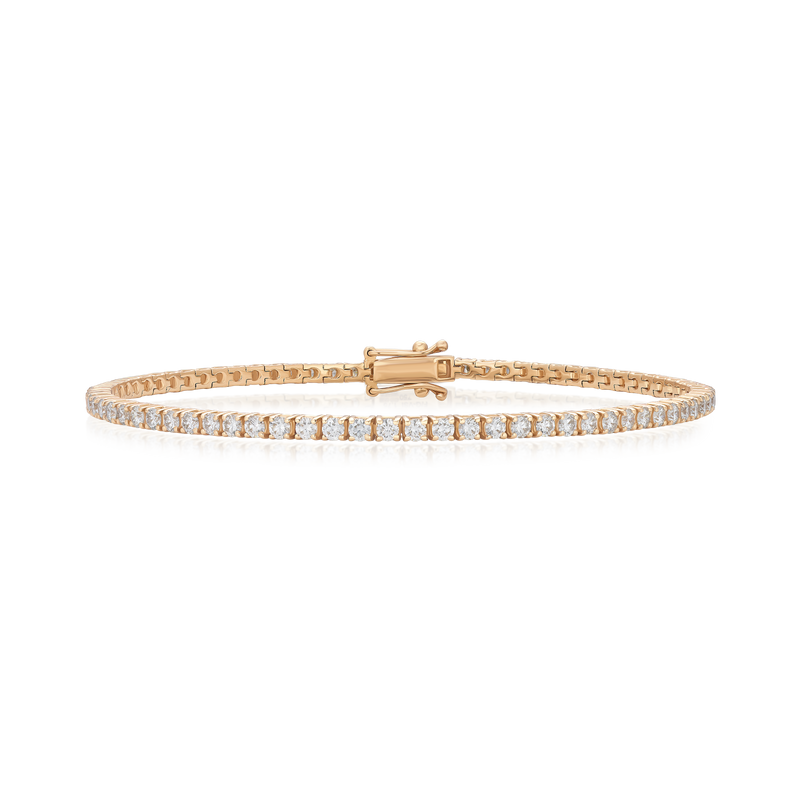 1.75cts Round Brilliant Cut Diamond 18ct Rose Gold Line Bracelet