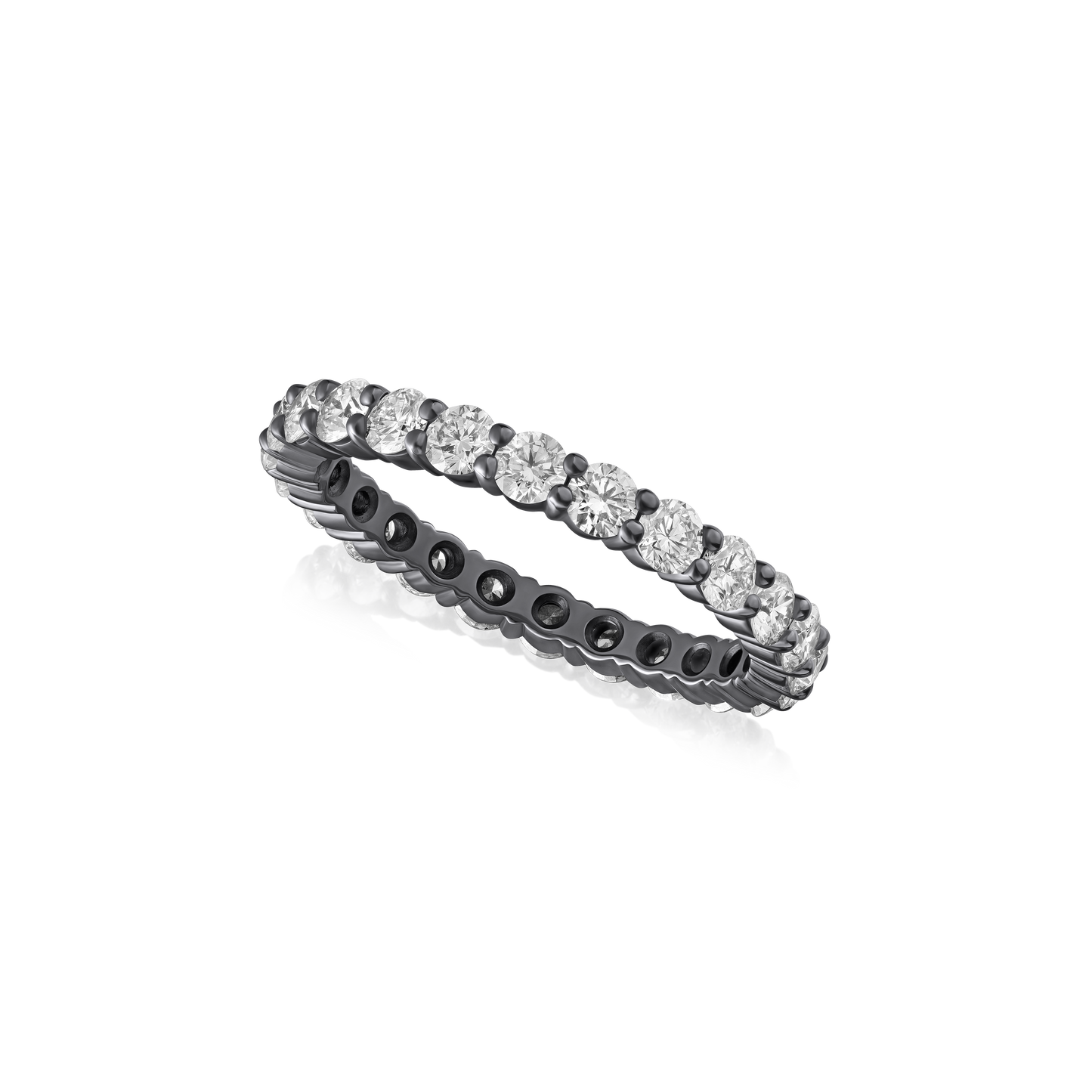 1.62cts Round Brilliant Cut Diamond Full Eternity Ring, Black Rhodium Plated