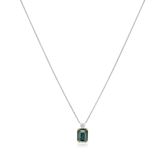 2.59cts Teal Sapphire and Round Brilliant Cut Diamond Pendant