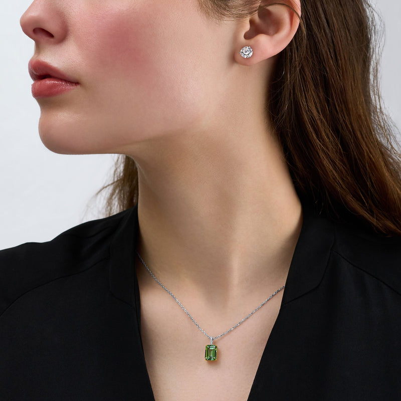 2.17ct Green Tourmaline Pendant With Diamond Set Bale