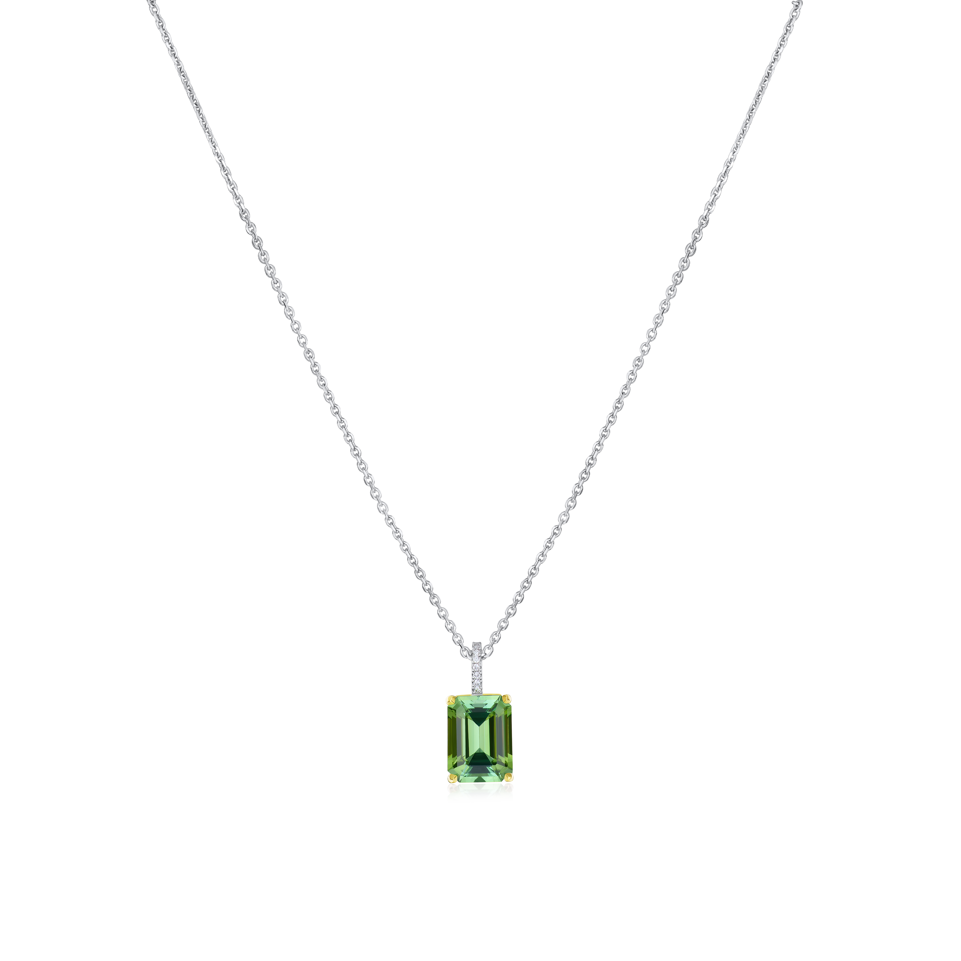 2.17ct Green Tourmaline Pendant With Diamond Set Bale