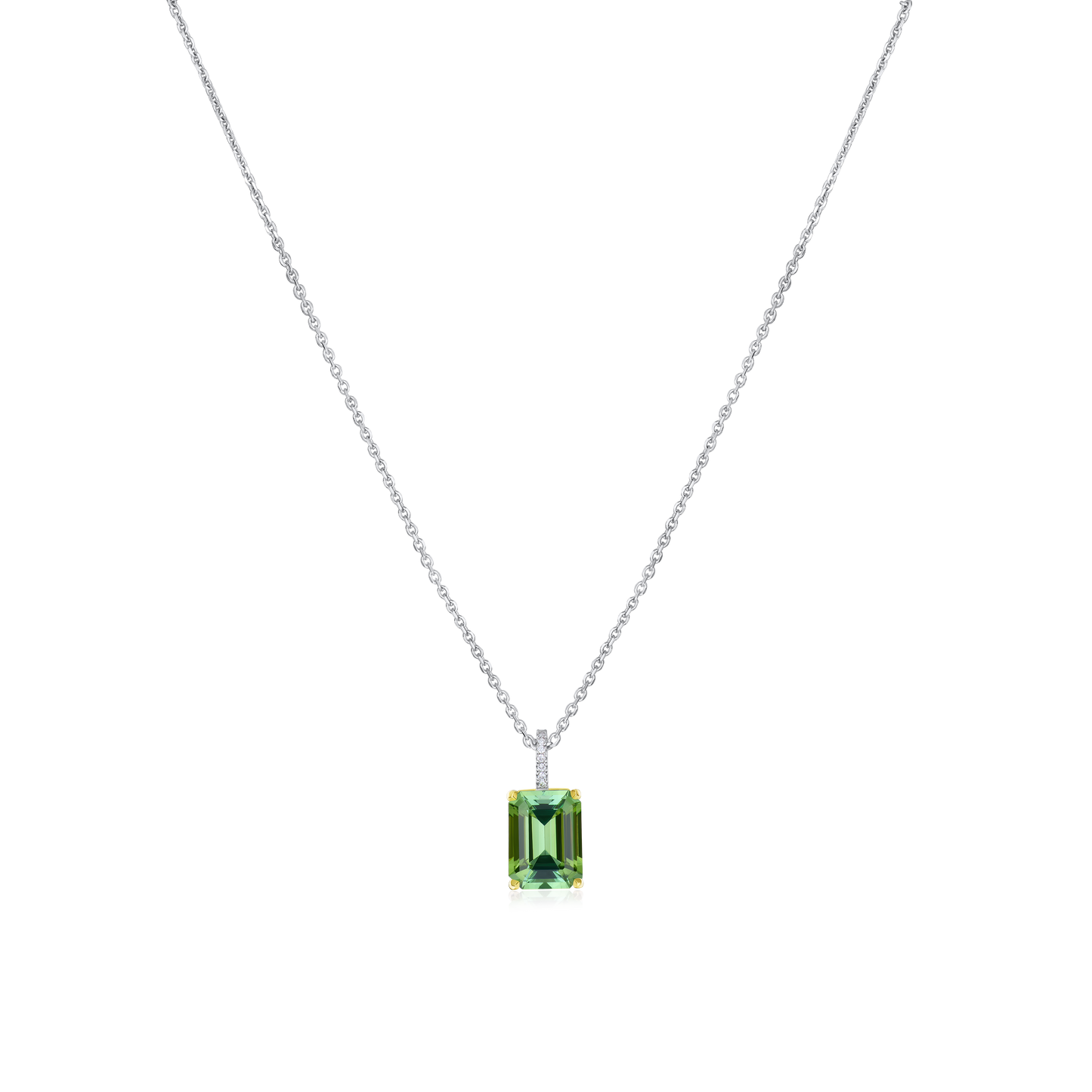 2.17ct Green Tourmaline Pendant With Diamond Set Bale