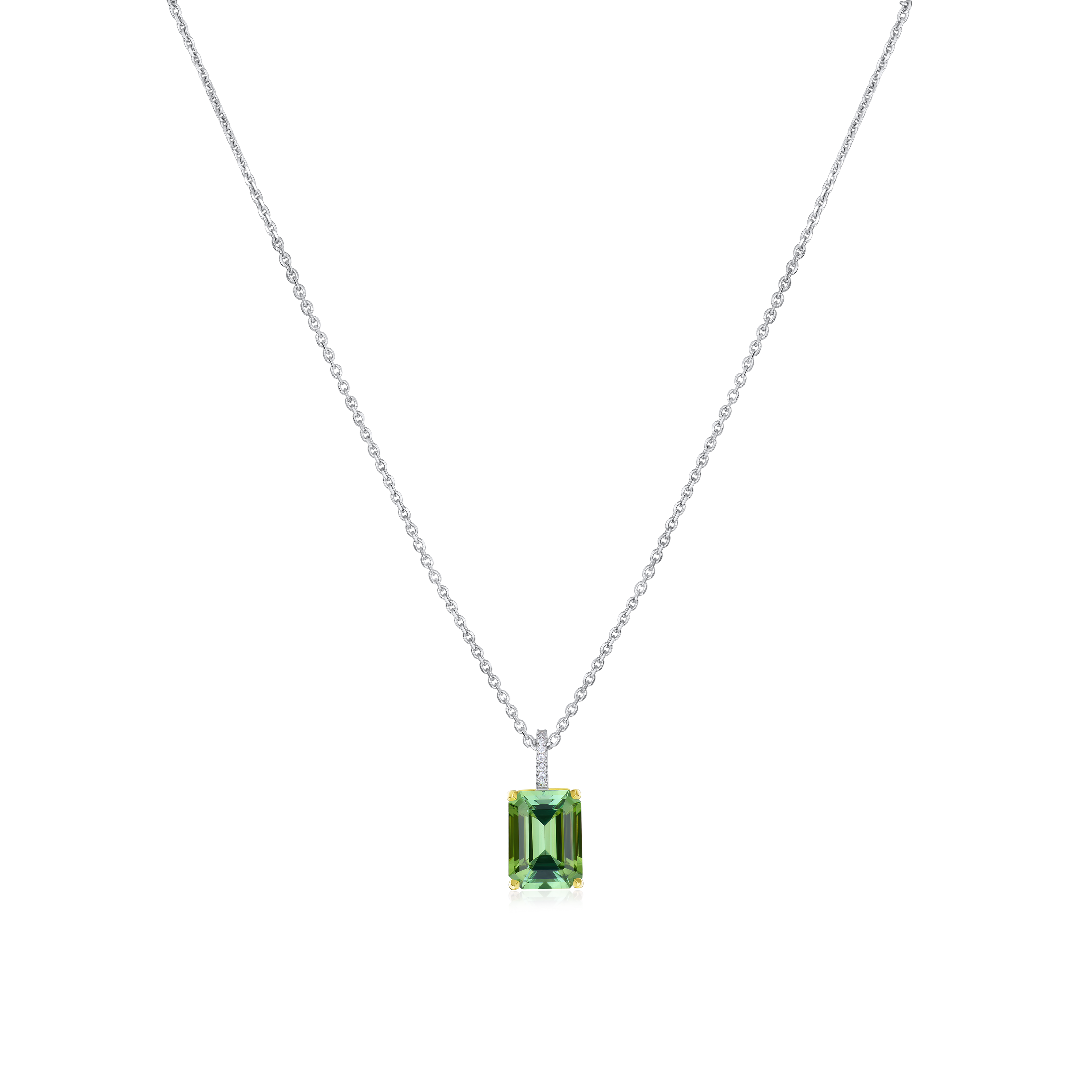 2.17ct Green Tourmaline Pendant With Diamond Set Bale