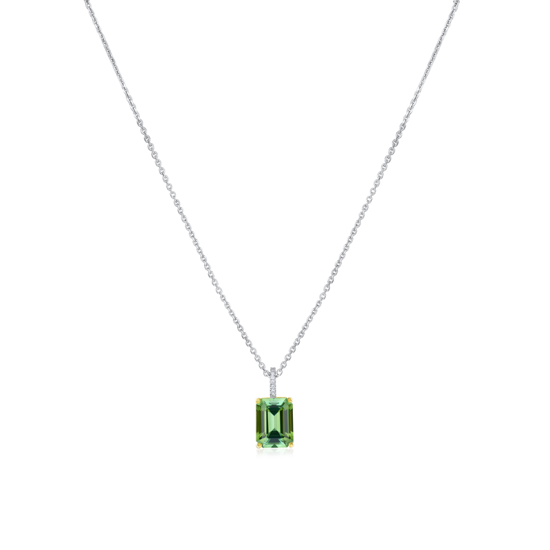 2.17ct Green Tourmaline Pendant With Diamond Set Bale