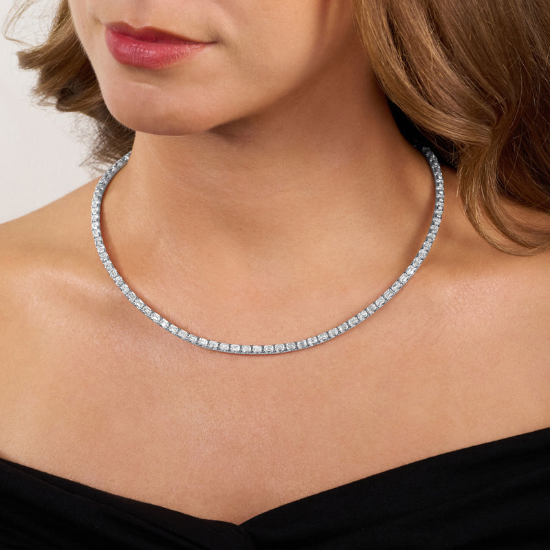 13.68cts Emerald Cut Diamond Line Necklace