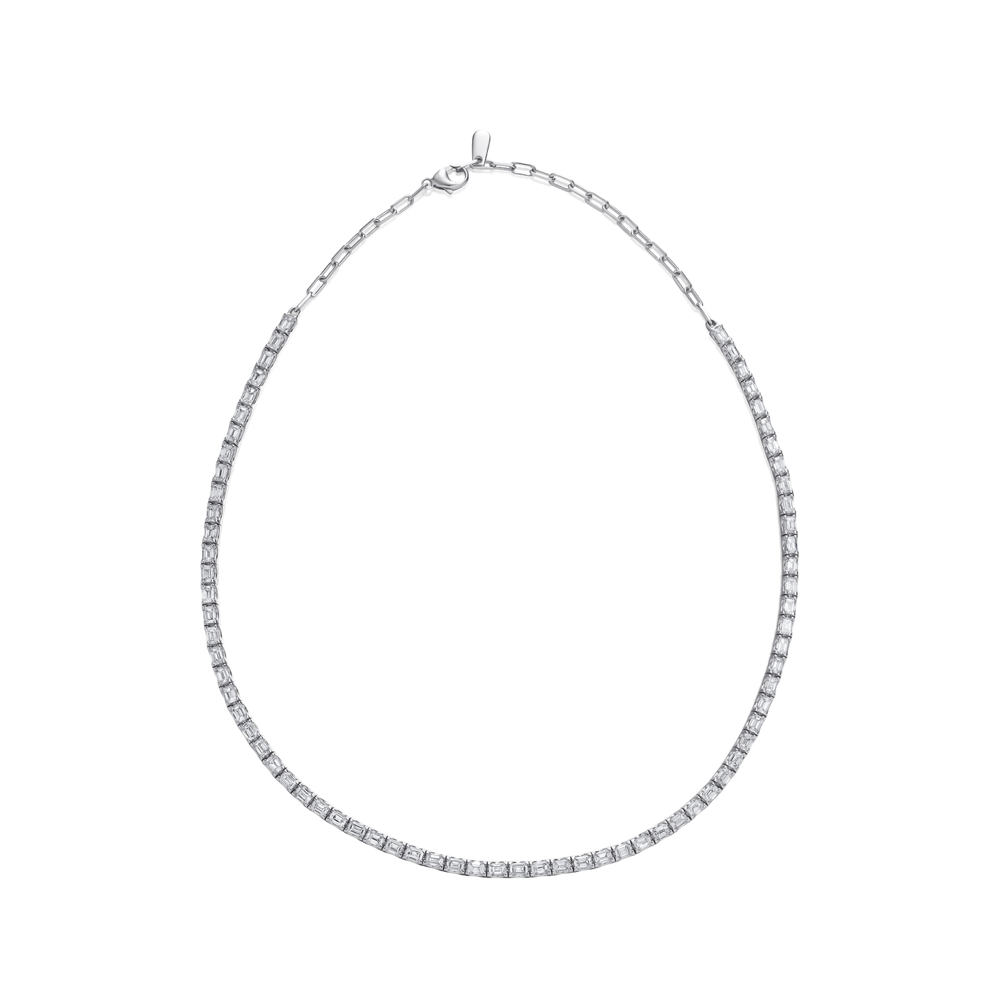 13.68cts Emerald Cut Diamond Line Necklace