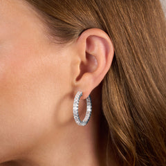 8.19cts Emerald Cut Diamond Hoop Earrings