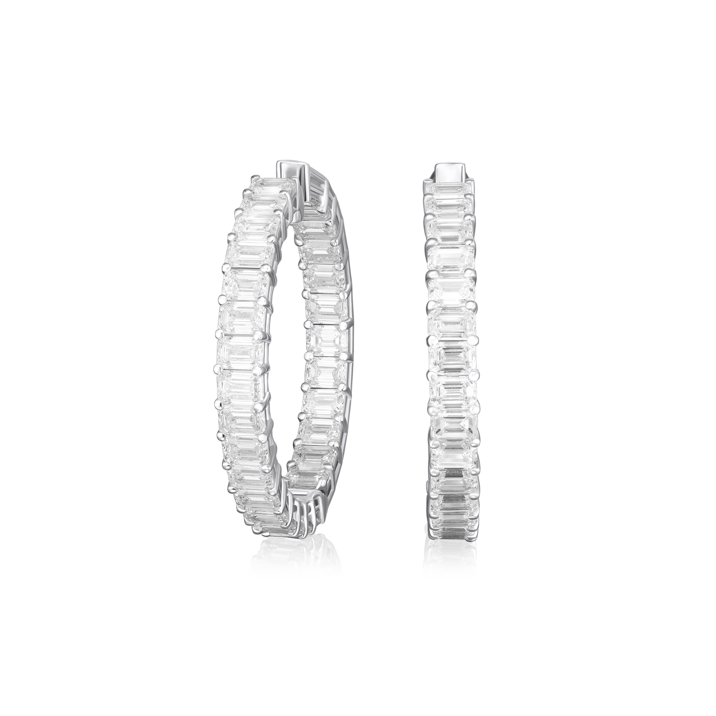 8.19cts Emerald Cut Diamond Hoop Earrings