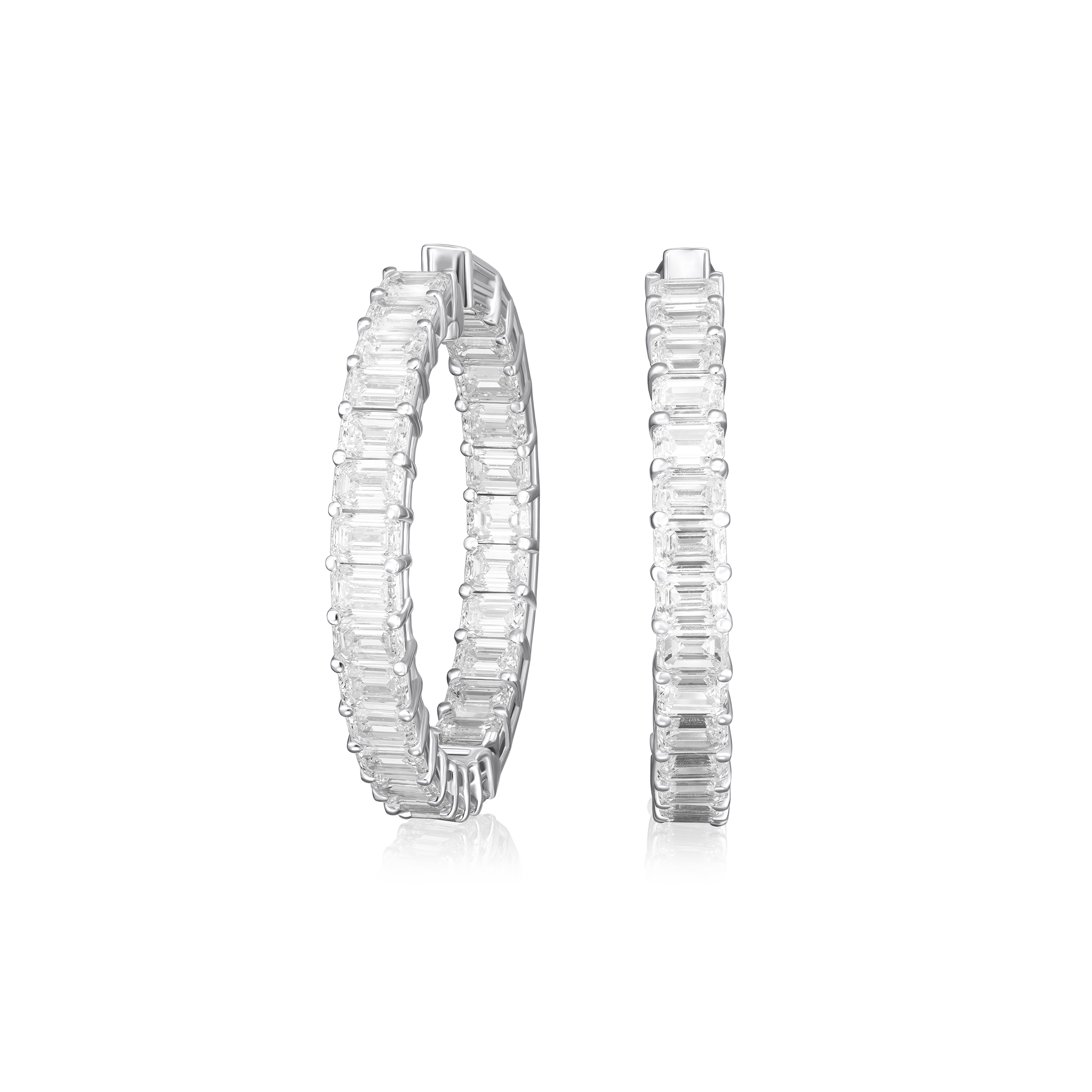 8.19cts Emerald Cut Diamond Hoop Earrings