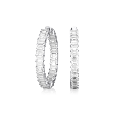 8.19cts Emerald Cut Diamond Hoop Earrings