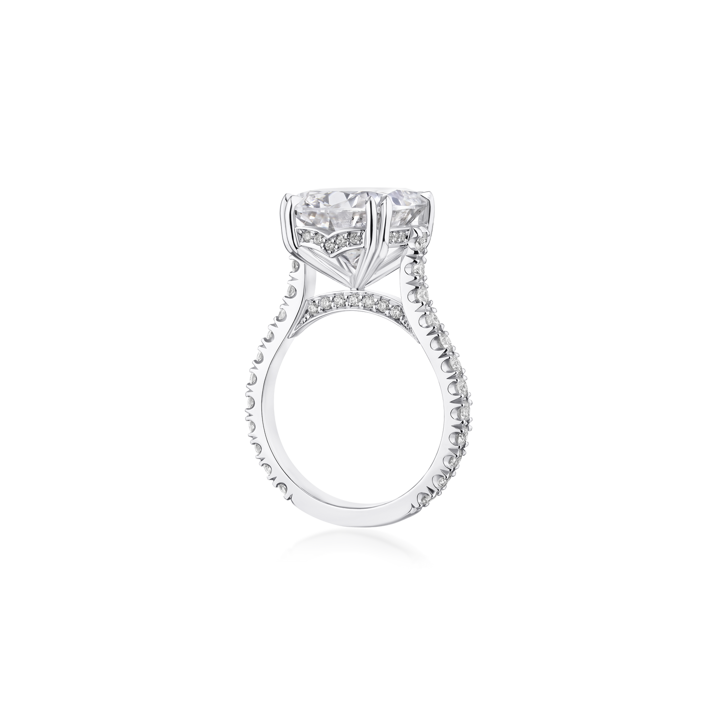 8.02cts Cushion Cut Diamond Ring With Diamond Set Shoulders and Bezels
