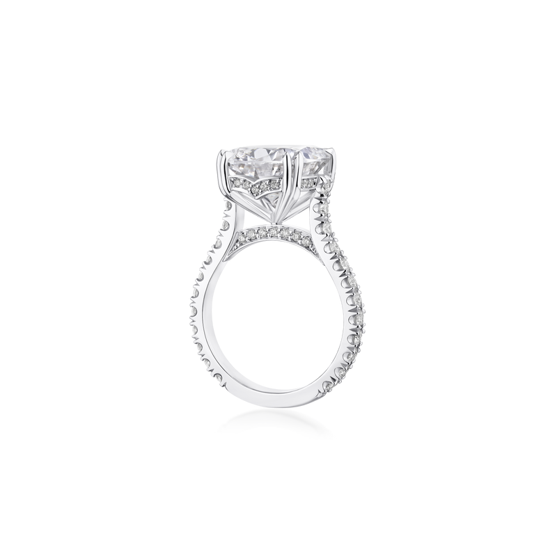 8.02cts Cushion Cut Diamond Ring With Diamond Set Shoulders and Bezels