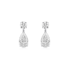 3.03/3.18cts Pear Cut Diamond Slide On/Off Earring Drops