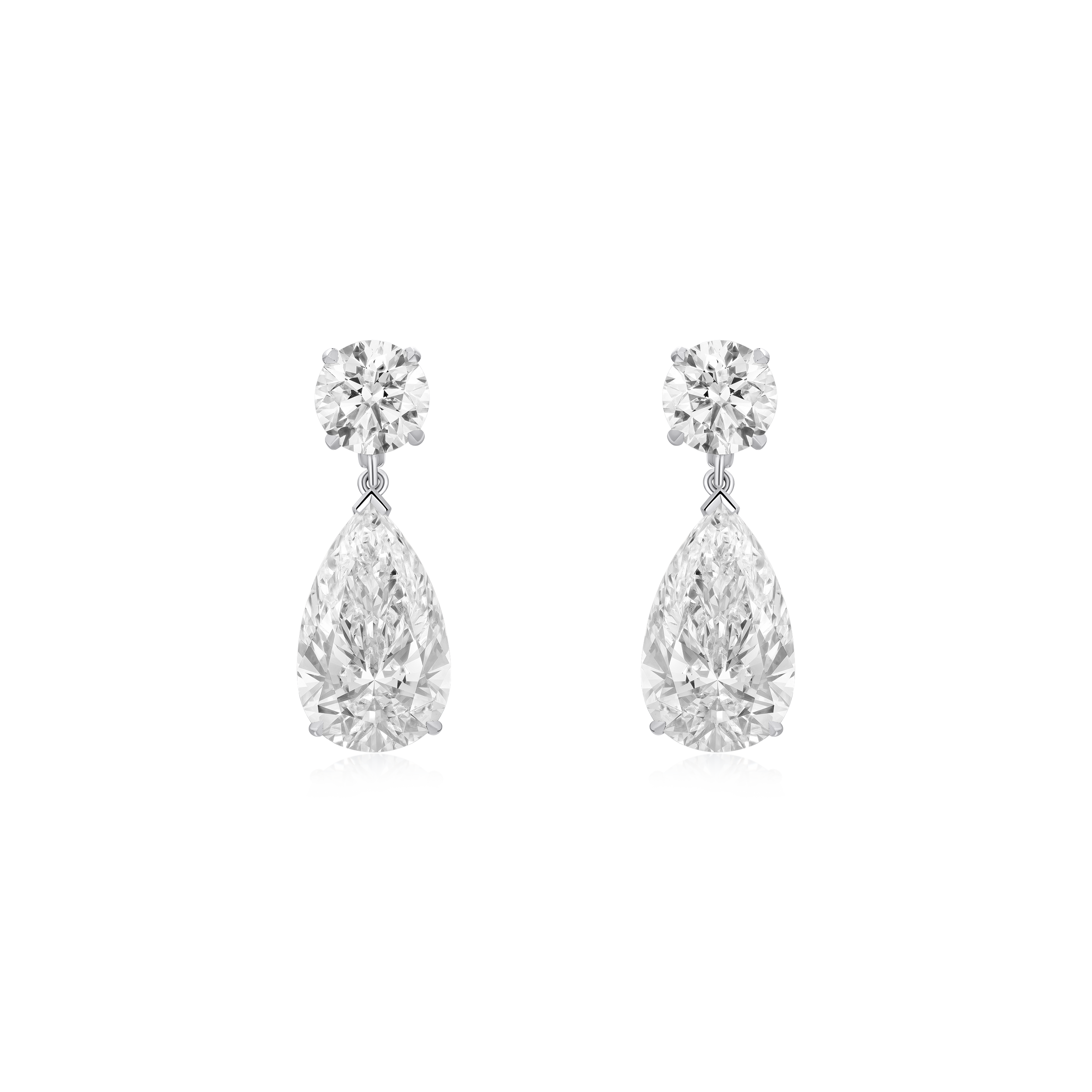 3.03/3.18cts Pear Cut Diamond Slide On/Off Earring Drops