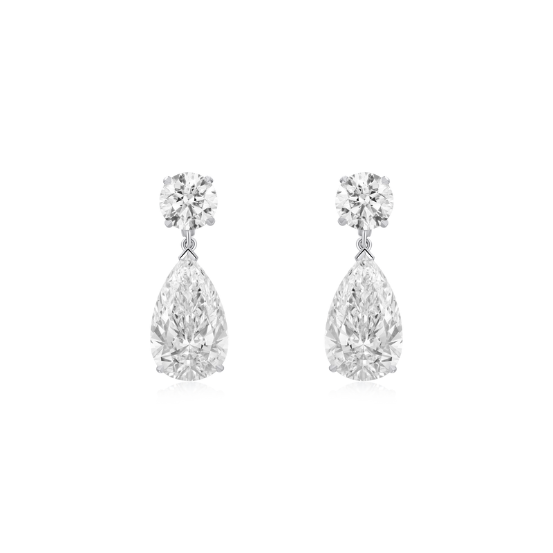3.03/3.18cts Pear Cut Diamond Slide On/Off Earring Drops
