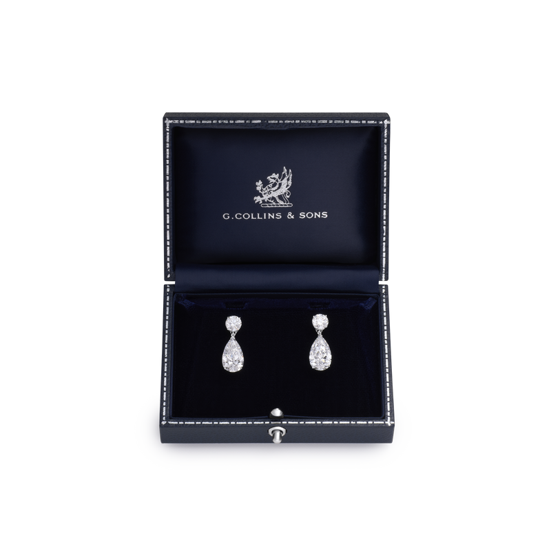 3.03/3.18cts Pear Cut Diamond Slide On/Off Earring Drops