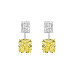 23.39cts Yellow and White Radiant Cut Diamond Drop Earrings