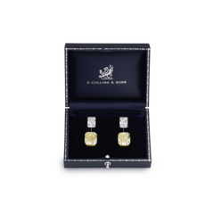 23.39cts Yellow and White Radiant Cut Diamond Drop Earrings