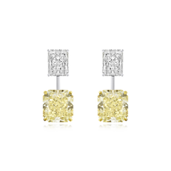 23.39cts Yellow and White Radiant Cut Diamond Drop Earrings