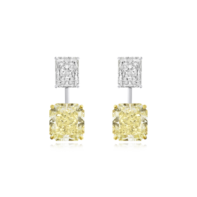 23.39cts Yellow and White Radiant Cut Diamond Drop Earrings
