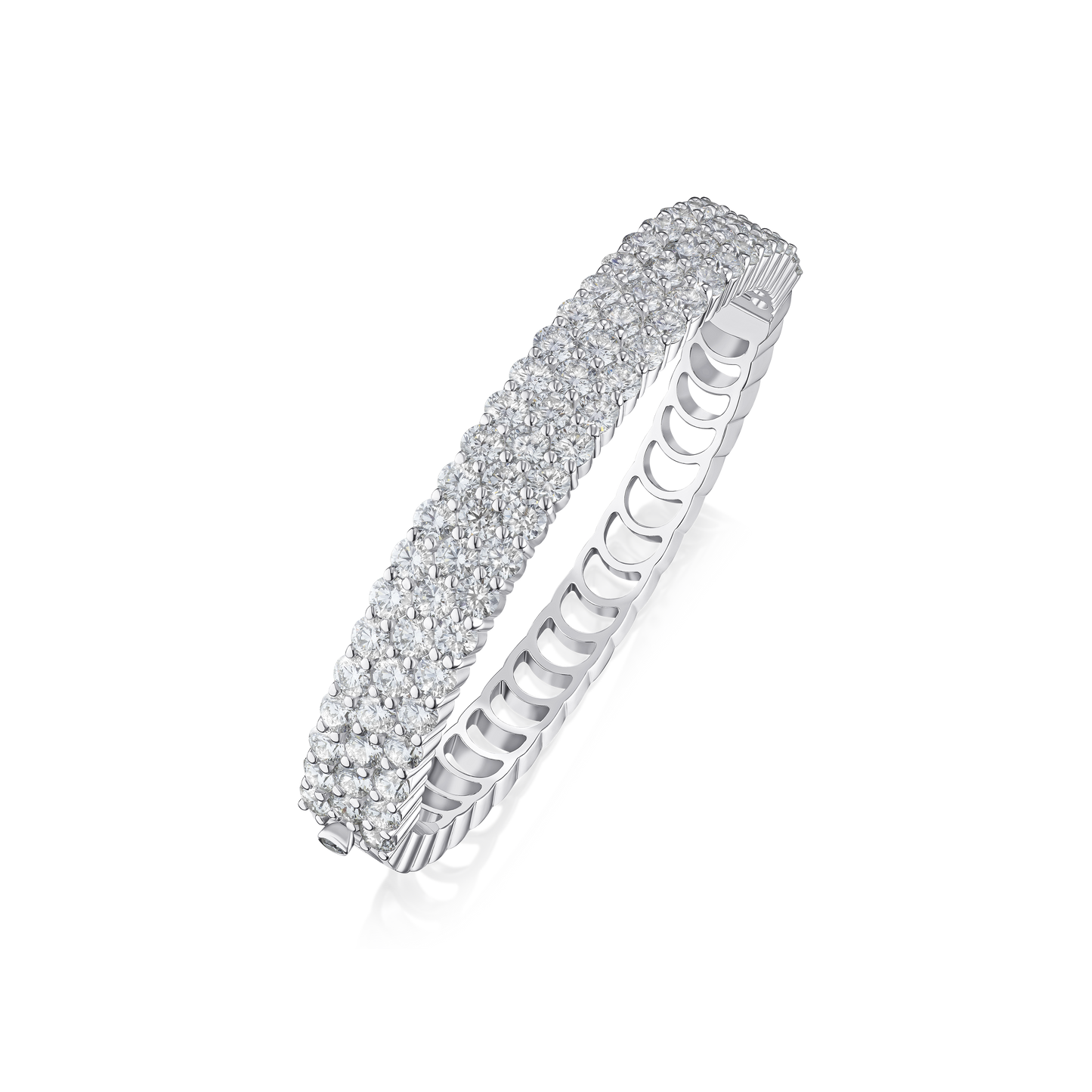 11.50cts Diamond Set Three Row Wave Bangle