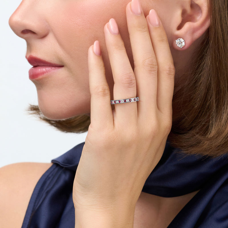 Skyline Ruby and Diamond Set Full Eternity Ring, 2.5mm