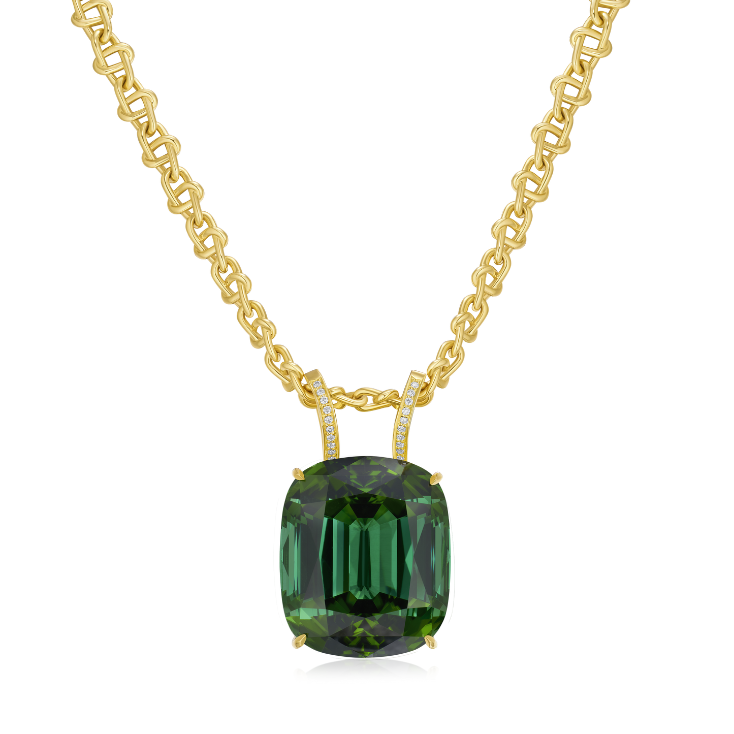 80.28cts Tourmaline Pendant Running On An Infinity 18ct Yellow Gold Chain