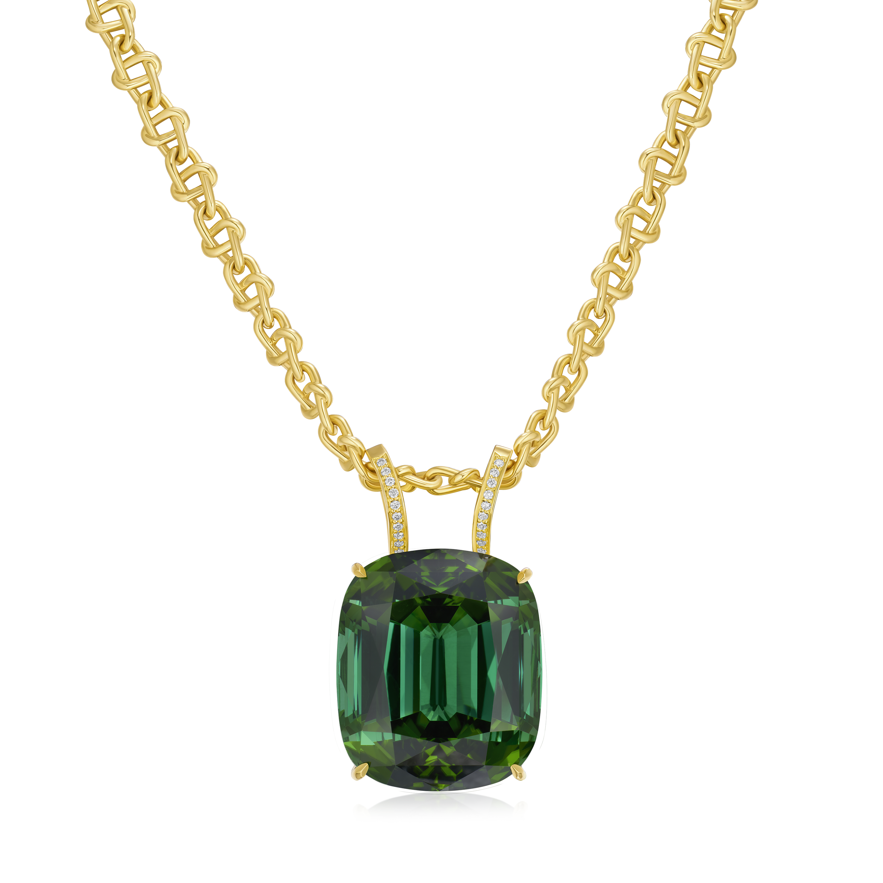 80.28cts Tourmaline Pendant Running On An Infinity 18ct Yellow Gold Chain