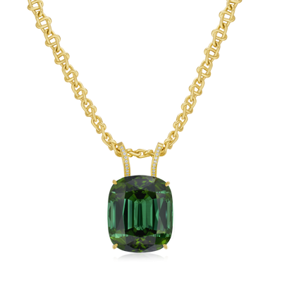 80.28cts Tourmaline Pendant Running On An Infinity 18ct Yellow Gold Chain