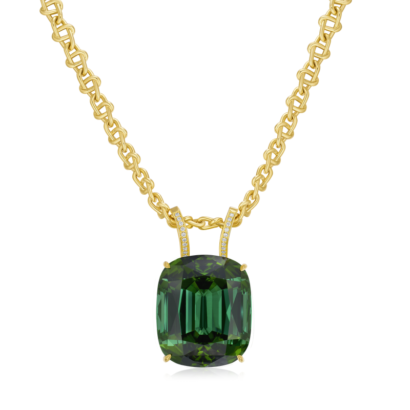 80.28cts Tourmaline Pendant Running On An Infinity 18ct Yellow Gold Chain