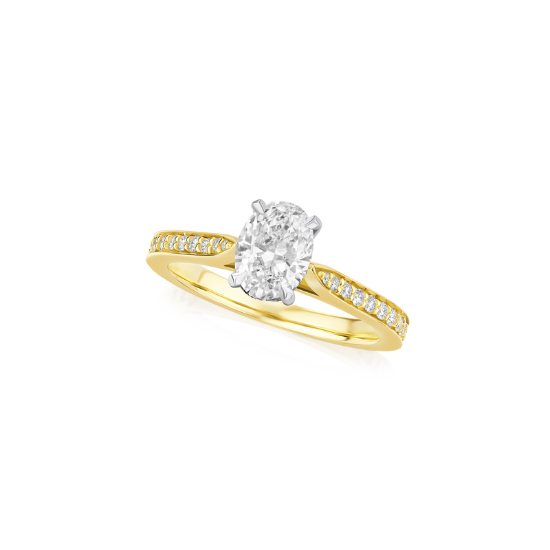 1.01cts Oval Cut Diamond Ring With Diamond Set Shoulders