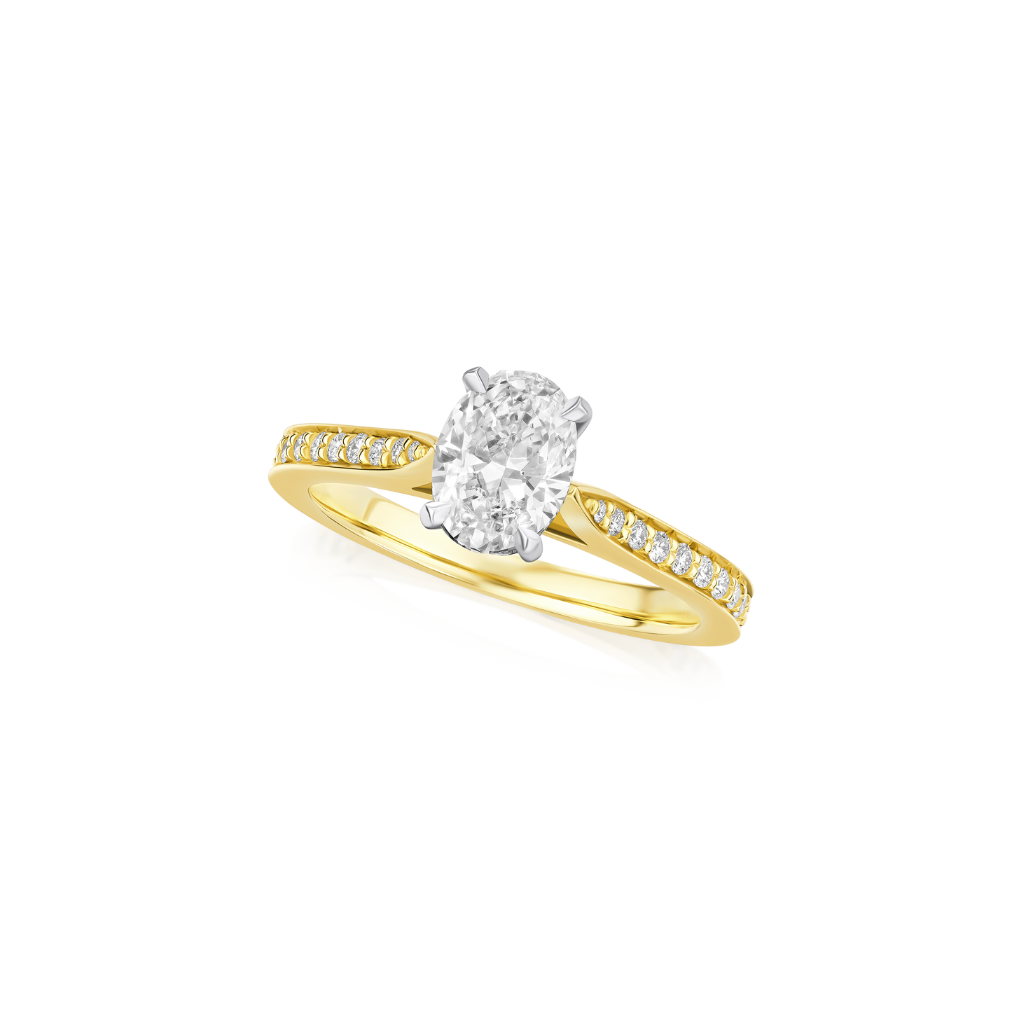 1.00ct Oval Cut Diamond Ring With Diamond Shoulders