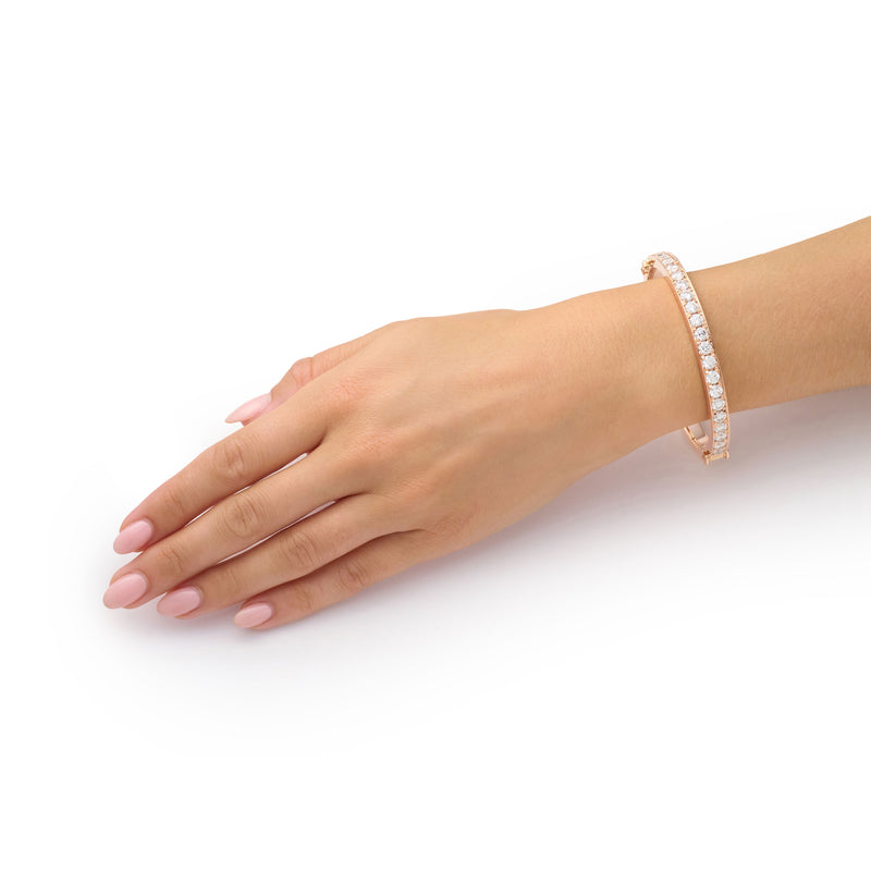 Skyline Collection Diamond Set 18ct Rose Gold Bangle, 6mm