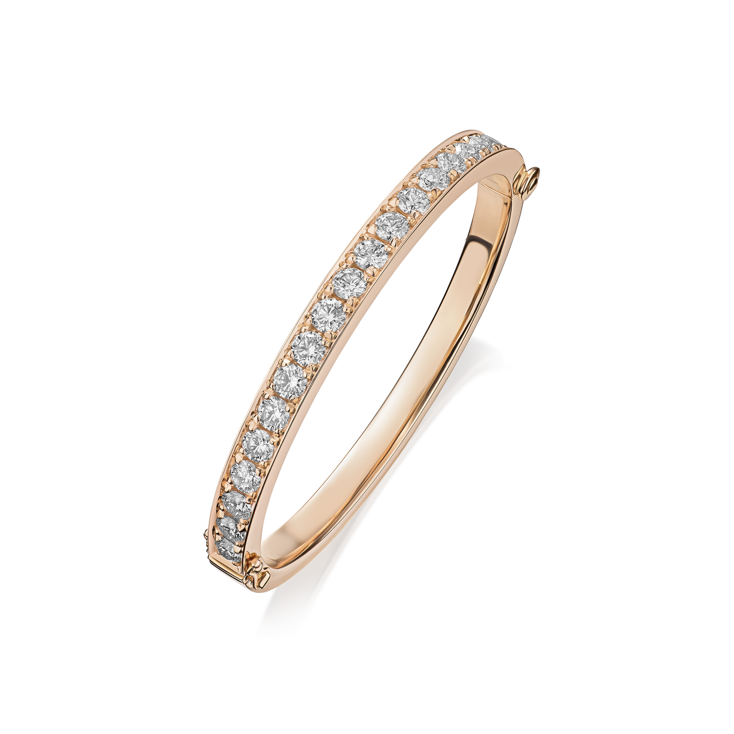 Skyline Collection Diamond Set 18ct Rose Gold Bangle, 6mm