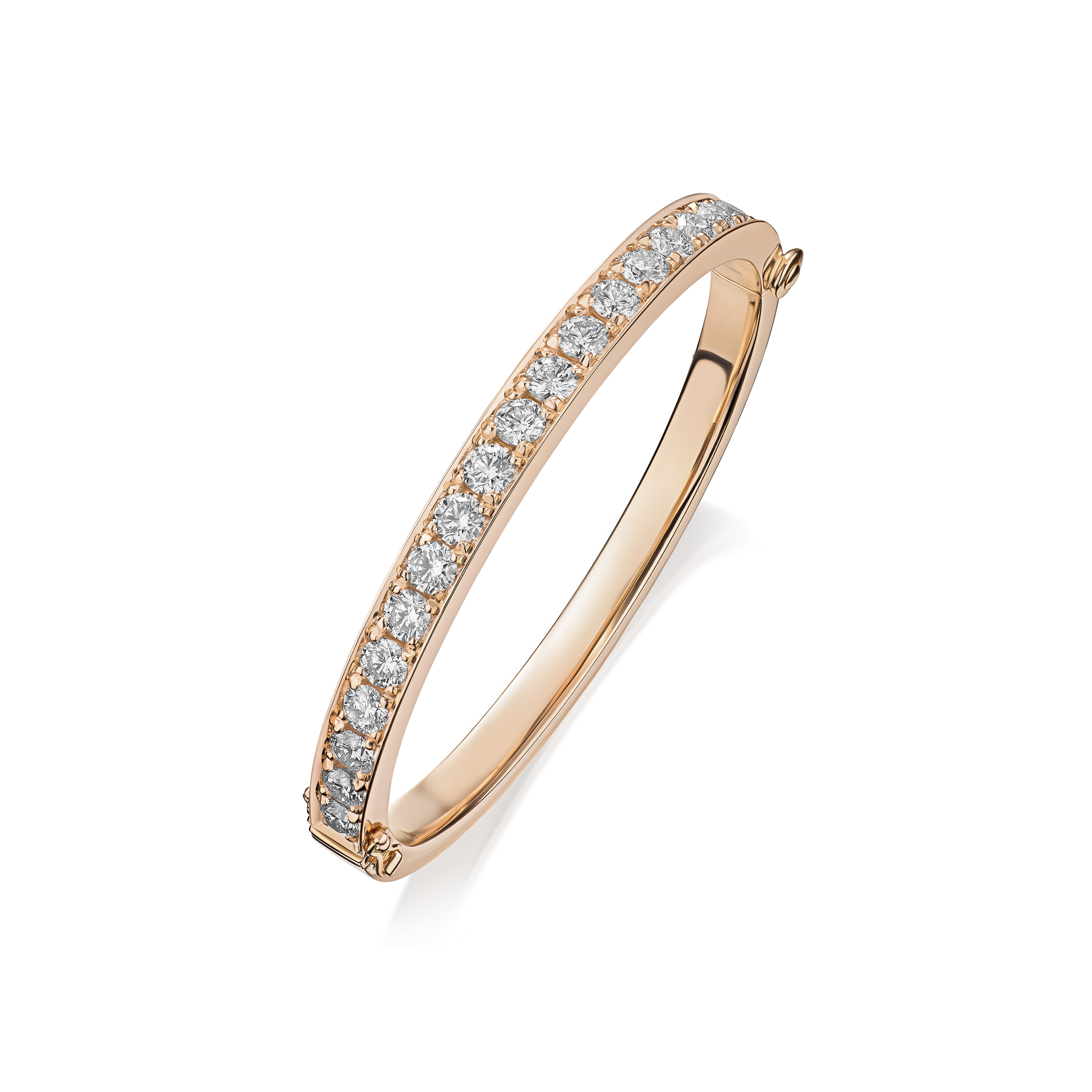 Skyline Collection Diamond Set 18ct Rose Gold Bangle, 6mm