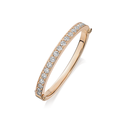 Skyline Collection Diamond Set 18ct Rose Gold Bangle, 6mm