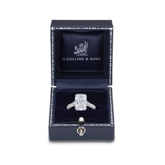 3.84cts Cushion Cut Diamond Ring With Diamond Set Shoulders and Bezels