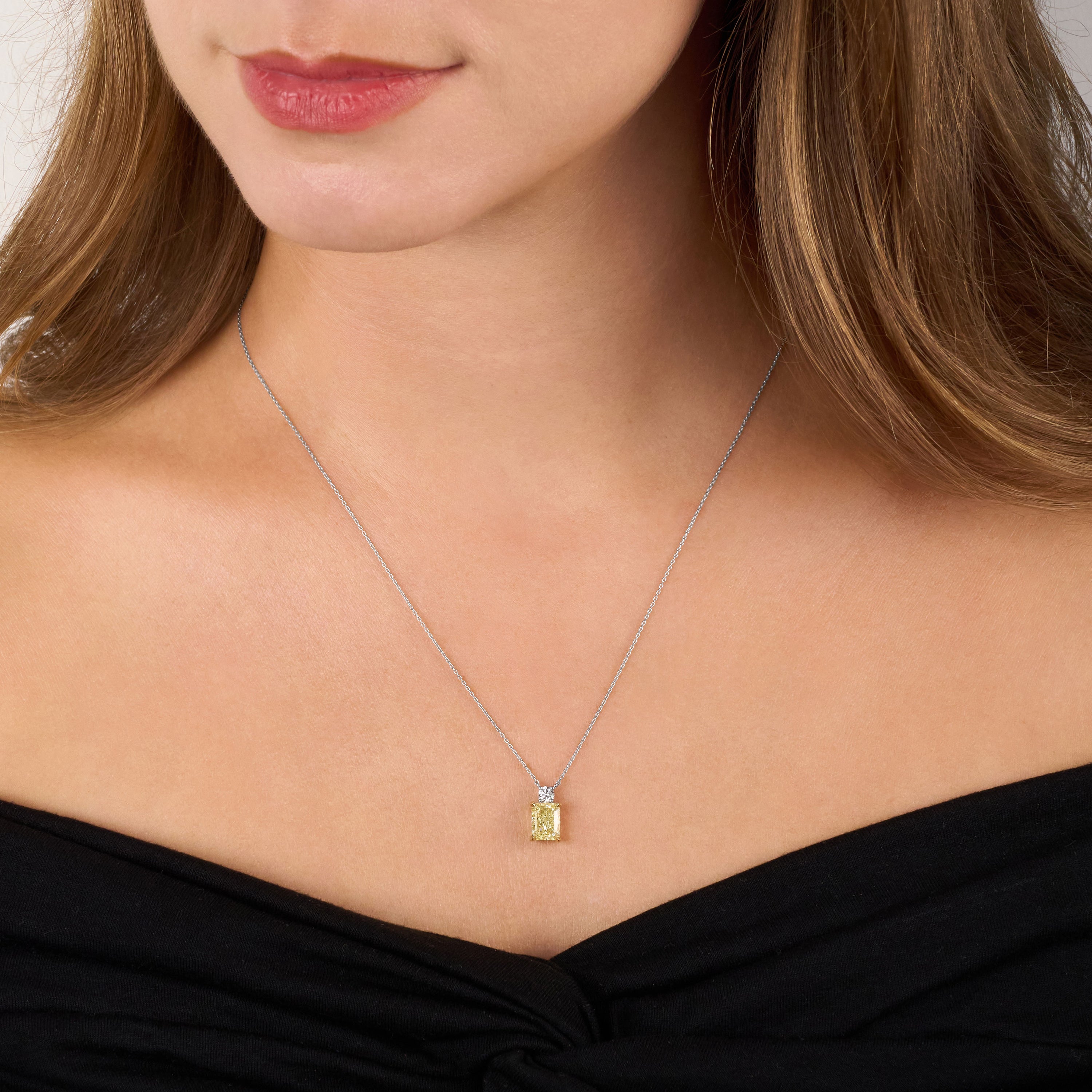 2.03cts Radiant Cut Yellow Diamond Pendant