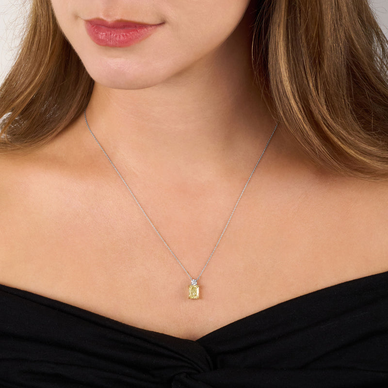 2.03cts Radiant Cut Yellow Diamond Pendant
