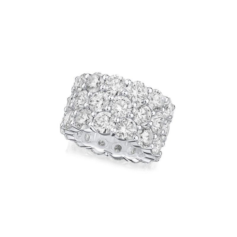 13.81cts Diamond Set Three Row Wave Eternity Ring