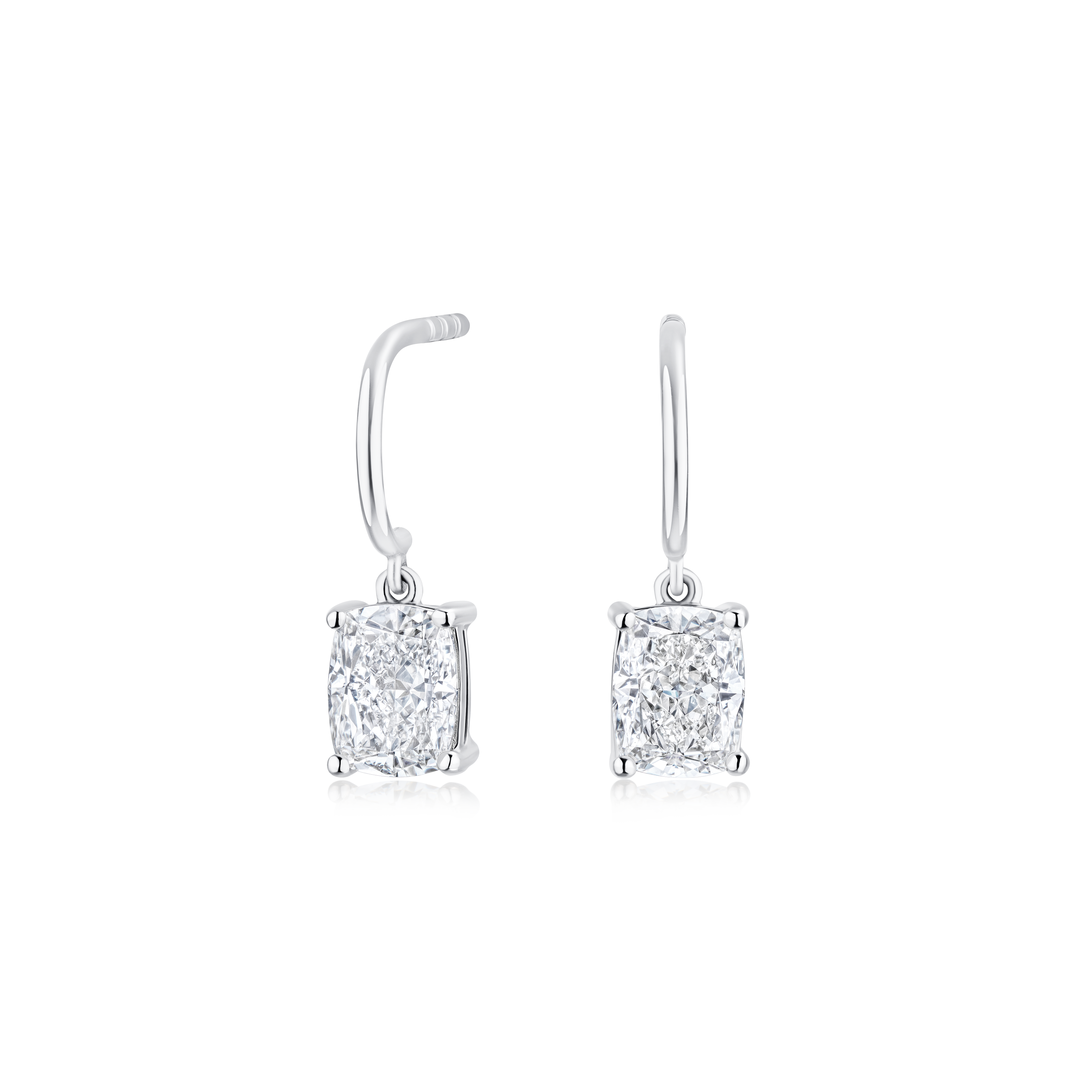 2.11ct Radiant Cut Diamond Drop Hoop Earrings