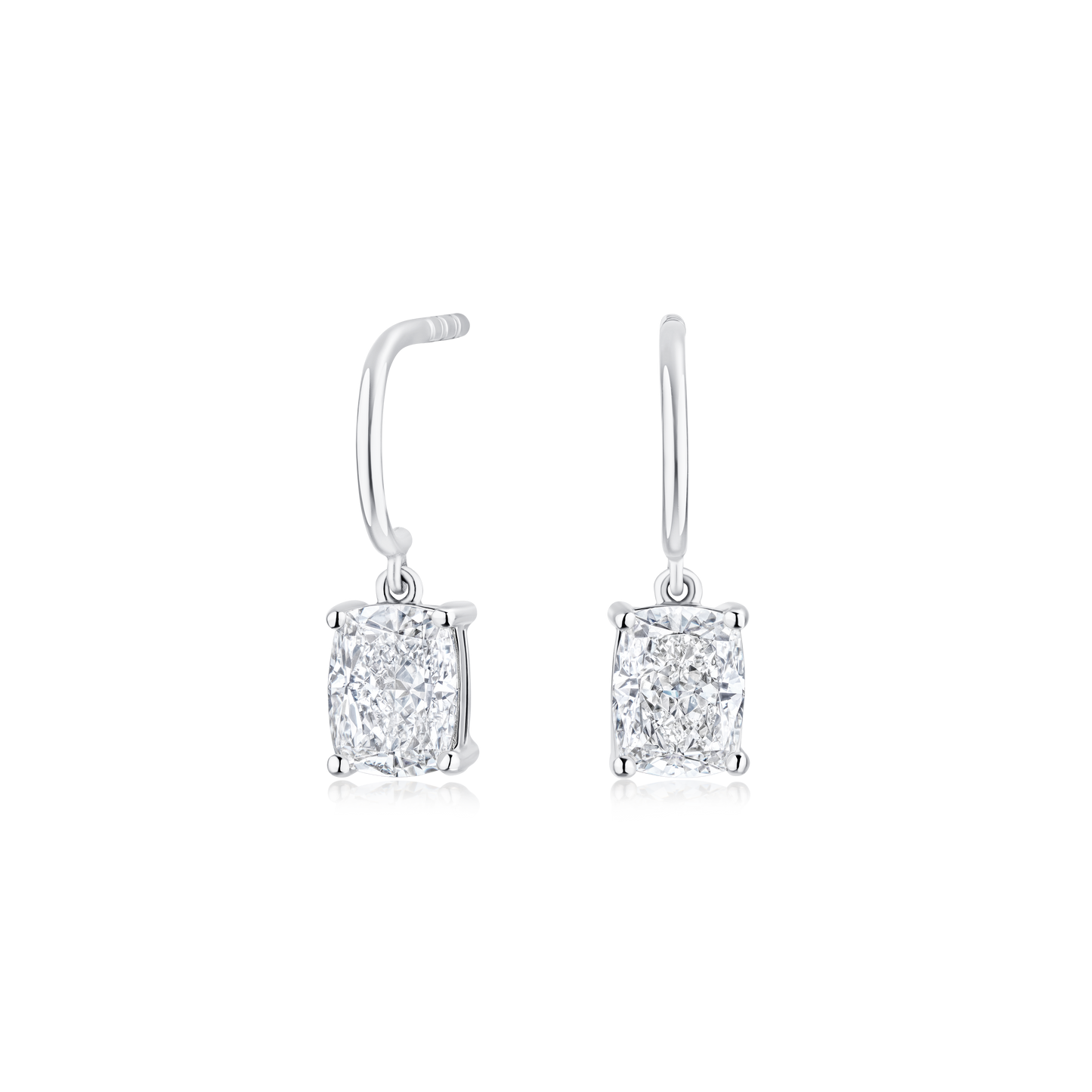 2.11ct Radiant Cut Diamond Drop Hoop Earrings