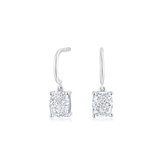 2.11ct Radiant Cut Diamond Drop Hoop Earrings