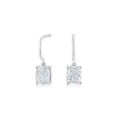 2.11ct Radiant Cut Diamond Drop Hoop Earrings