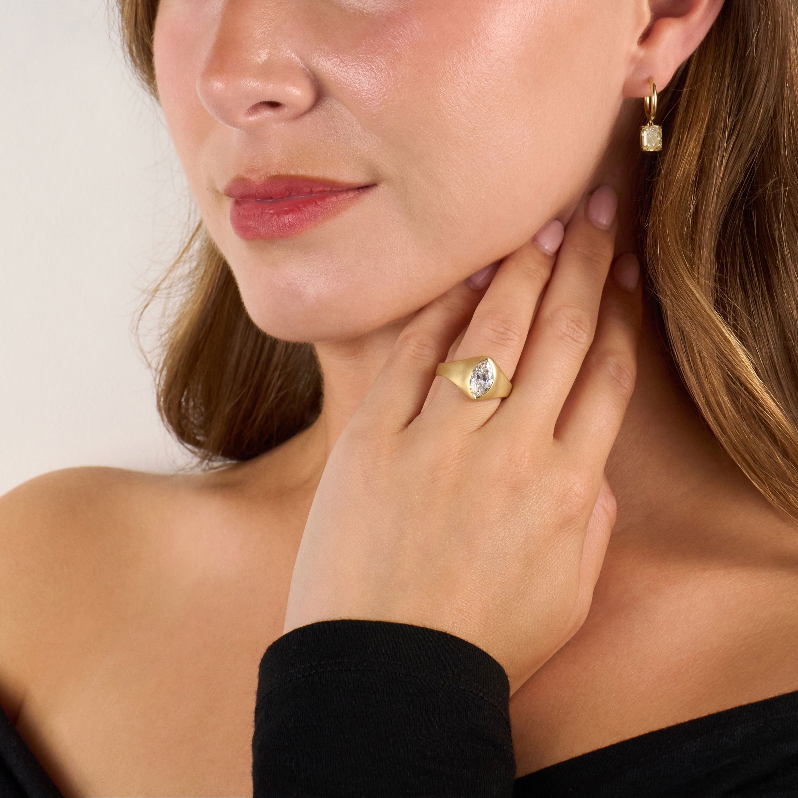 3.08cts Radiant Cut Yellow Diamond Drop Hoop Earrings