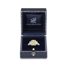 3.16cts Radiant Cut Fancy Yellow Diamond Three Stone Ring