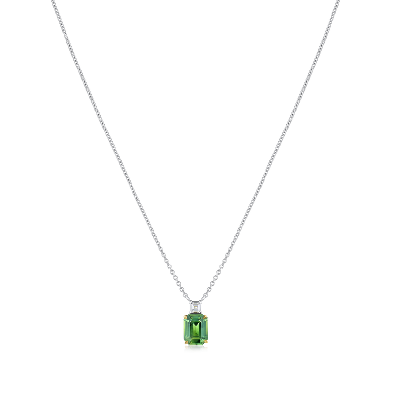 2.20cts Green Sapphire and Diamond Pendant