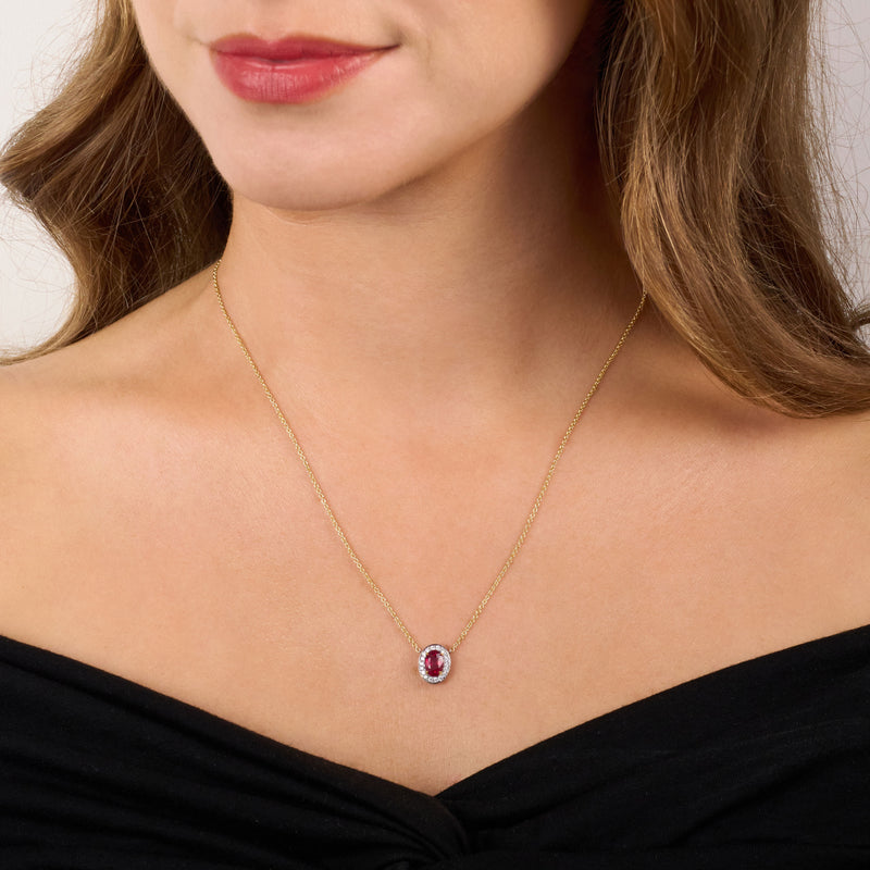 1.02cts Burmese Ruby and Diamond Cluster Pendant