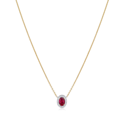 1.02cts Burmese Ruby and Diamond Cluster Pendant